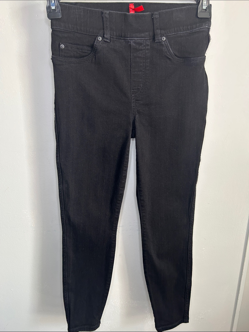 Spanx Women’s Black Denim Skinny Jeans Pull On Style Cotton Blend